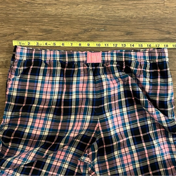 Victoria’s Secret Plaid Pajama Joggers Pink Blue Black White Metallic Silver XL - Picture 9 of 12